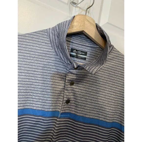 Ben Hogan Performance Polo Mens Casual Shirt White Short Sleeve‎ Sz L Gray Blue - Picture 4 of 8